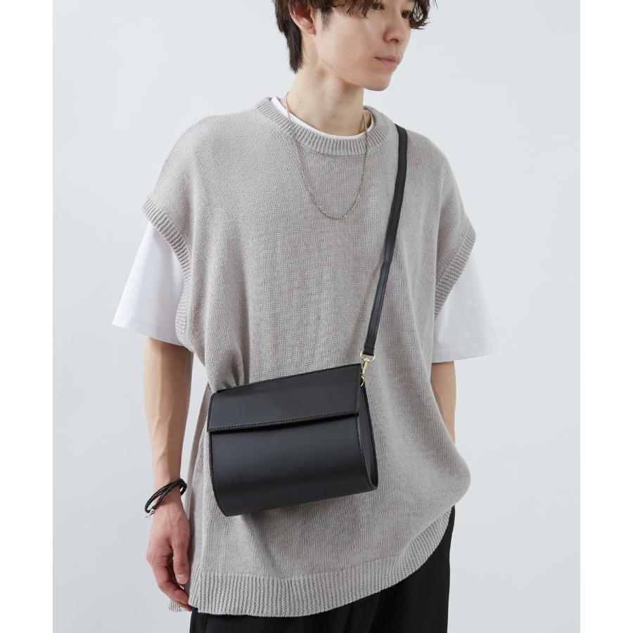 ショルダーバッグ メンズ シンセティックレザー PUレザー 合成皮革 バッグ カバン 鞄 通学 通勤 旅行 ストリート カジュアル 古着MIX 韓国ファッション ブラック | improves | 02