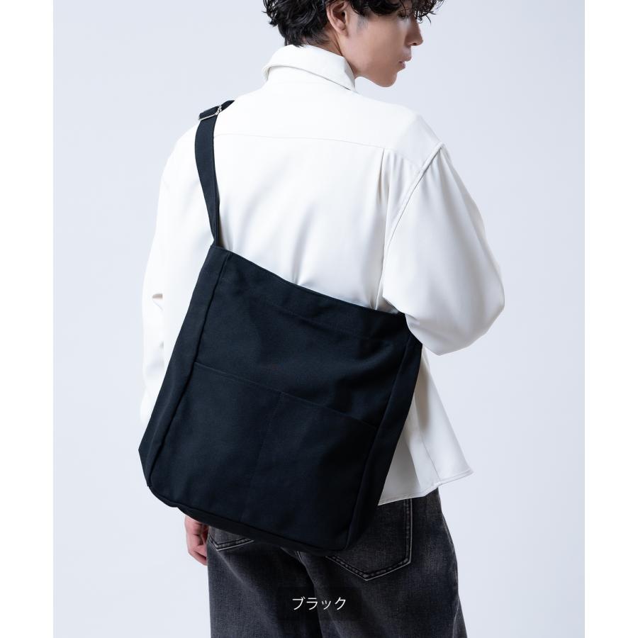 ショルダーバッグ メッセンジャーバッグ メンズ レディース キャンバス 帆布 無地 ニュースペーパーバッグ 肩掛け 斜めがけ ビッグショルダー カバン 鞄 | improves | 06