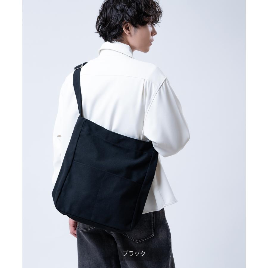 ショルダーバッグ メッセンジャーバッグ メンズ レディース キャンバス 帆布 無地 ニュースペーパーバッグ 肩掛け 斜めがけ ビッグショルダー カバン 鞄 | improves | 07