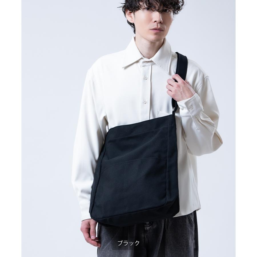 ショルダーバッグ メッセンジャーバッグ メンズ レディース キャンバス 帆布 無地 ニュースペーパーバッグ 肩掛け 斜めがけ ビッグショルダー カバン 鞄 | improves | 08