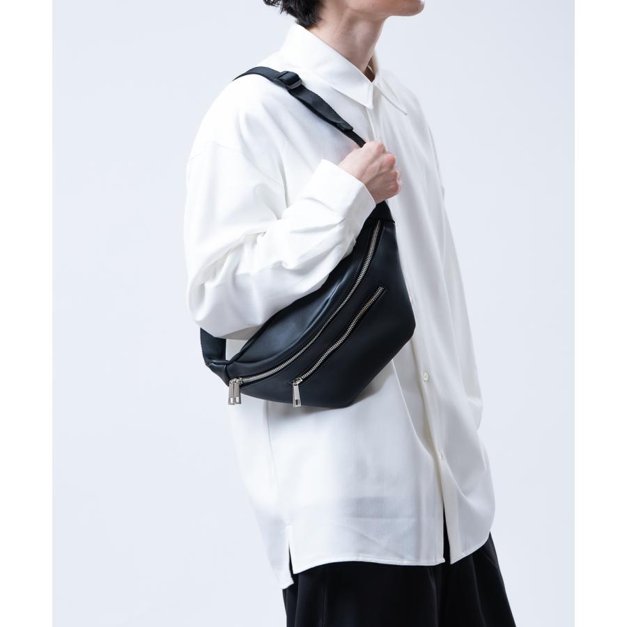 ボディバッグ メンズ レディース ウエストポーチ ショルダーバッグ 斜めがけバッグ フェイクレザー ワンショルダーバッグ 2way 無地 黒 ブラック | improves | 03