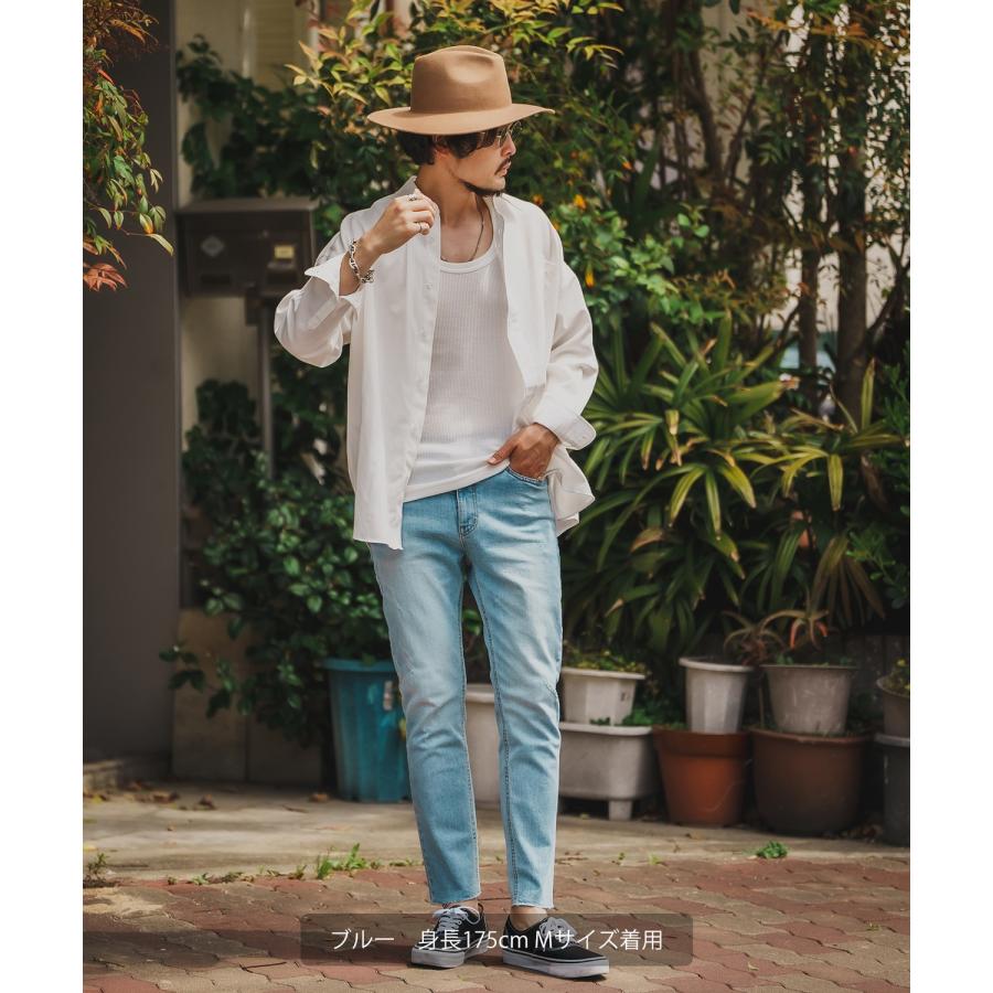 デニムパンツ メンズ シンプル スリム イージー Tシャツ ストレッチ  スキニーパンツ アメカジ カジュアル スケーター ストリート 韓国  ノームコア | improves | 06