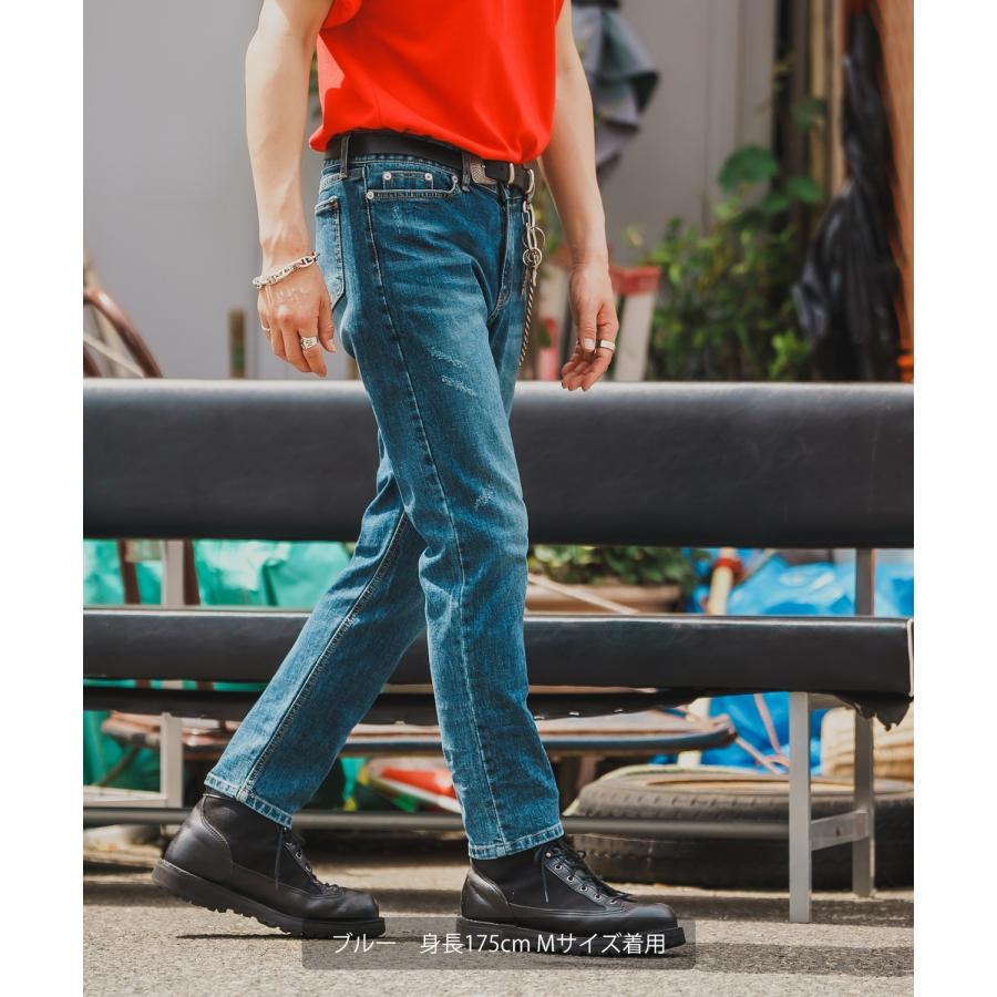 デニムパンツ メンズ シンプル スリム イージー Tシャツ ストレッチ  スキニーパンツ アメカジ カジュアル スケーター ストリート 韓国  ノームコア | improves | 07