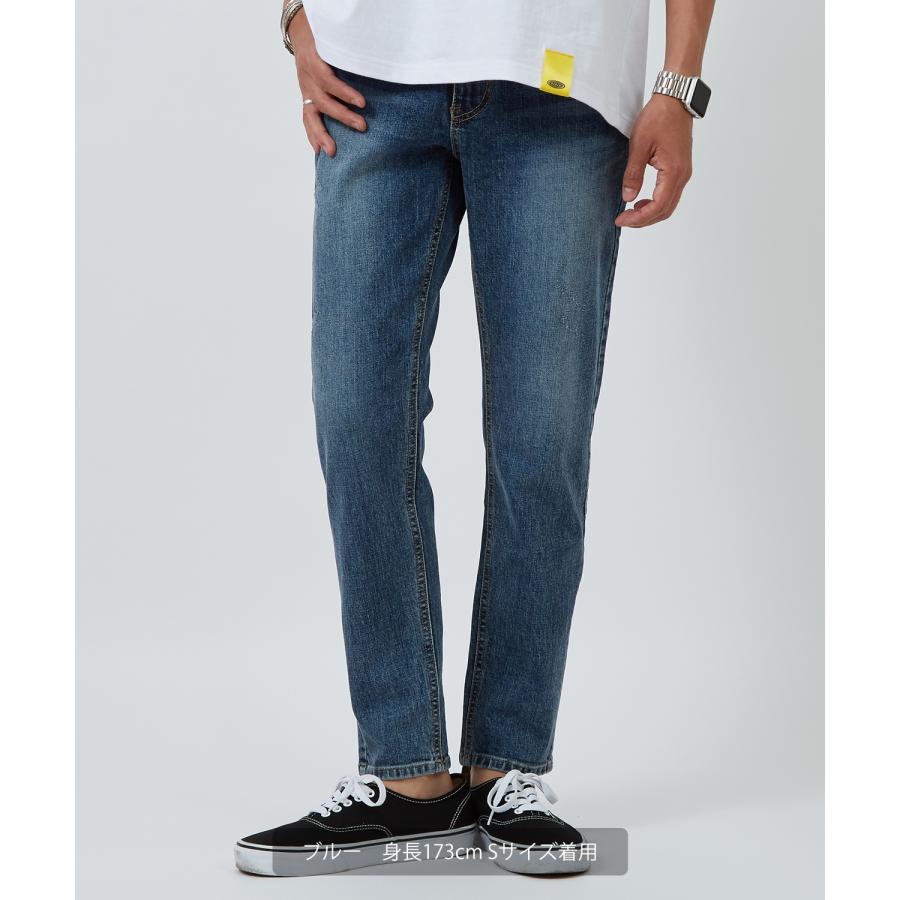 デニムパンツ メンズ シンプル スリム イージー Tシャツ ストレッチ  スキニーパンツ アメカジ カジュアル スケーター ストリート 韓国  ノームコア | improves | 09