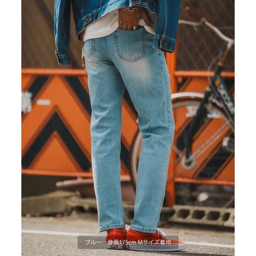 デニムパンツ メンズ シンプル スリム イージー Tシャツ ストレッチ  スキニーパンツ アメカジ カジュアル スケーター ストリート 韓国  ノームコア | improves | 05
