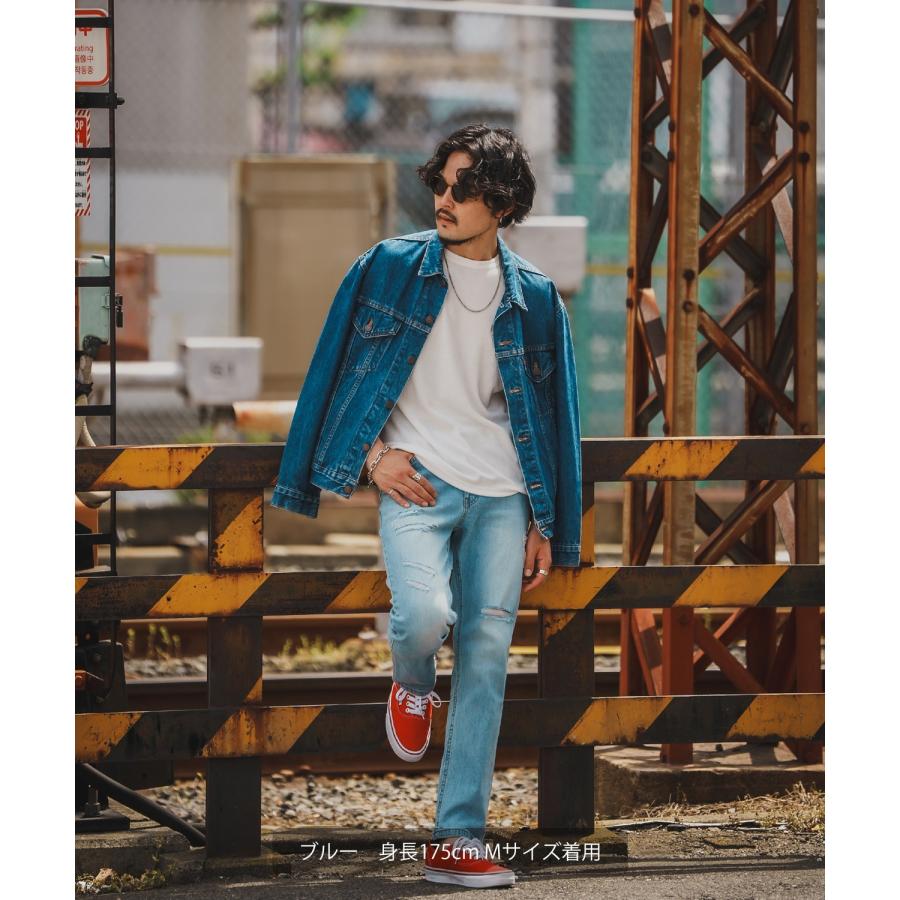 デニムパンツ メンズ シンプル スリム イージー Tシャツ ストレッチ  スキニーパンツ アメカジ カジュアル スケーター ストリート 韓国  ノームコア | improves | 06