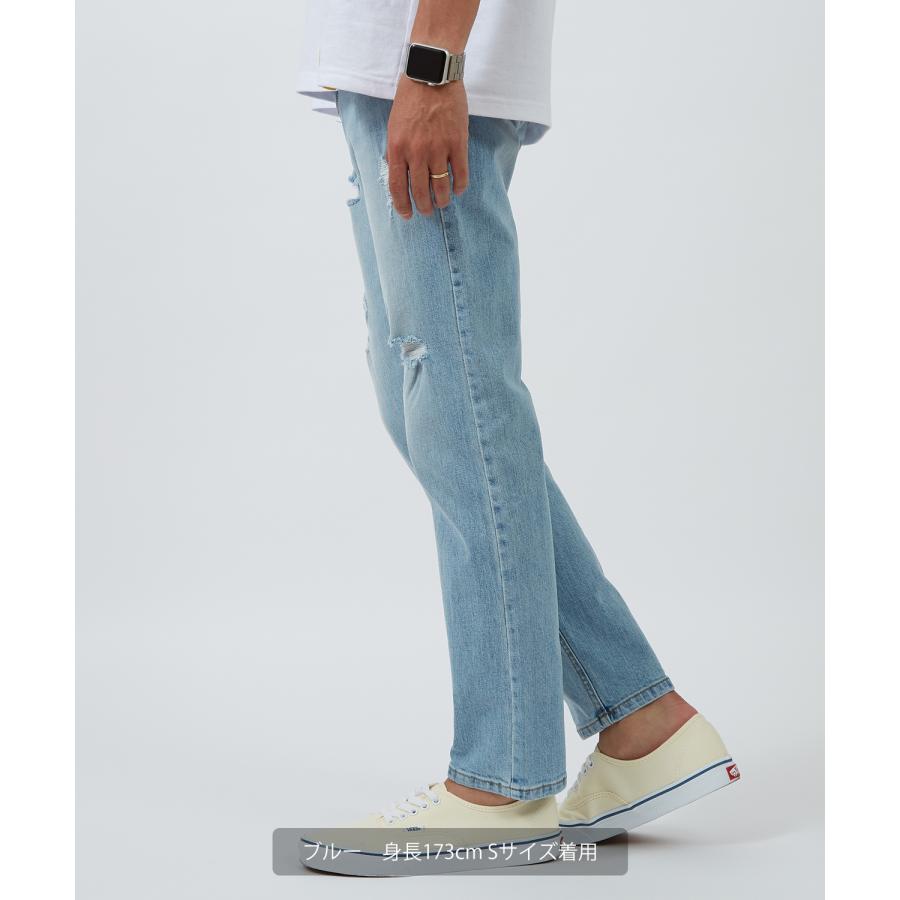 デニムパンツ メンズ シンプル スリム イージー Tシャツ ストレッチ  スキニーパンツ アメカジ カジュアル スケーター ストリート 韓国  ノームコア | improves | 08