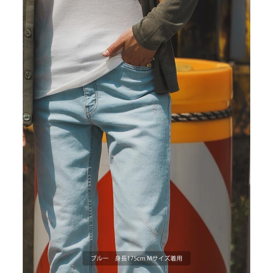 デニムパンツ メンズ シンプル スリム イージー Tシャツ ストレッチ  スキニーパンツ アメカジ カジュアル スケーター ストリート 韓国  ノームコア | improves | 02