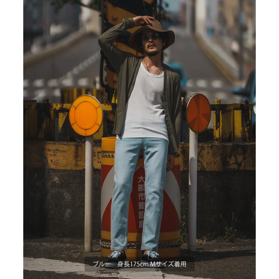 デニムパンツ メンズ シンプル スリム イージー Tシャツ ストレッチ  スキニーパンツ アメカジ カジュアル スケーター ストリート 韓国  ノームコア | improves | 06