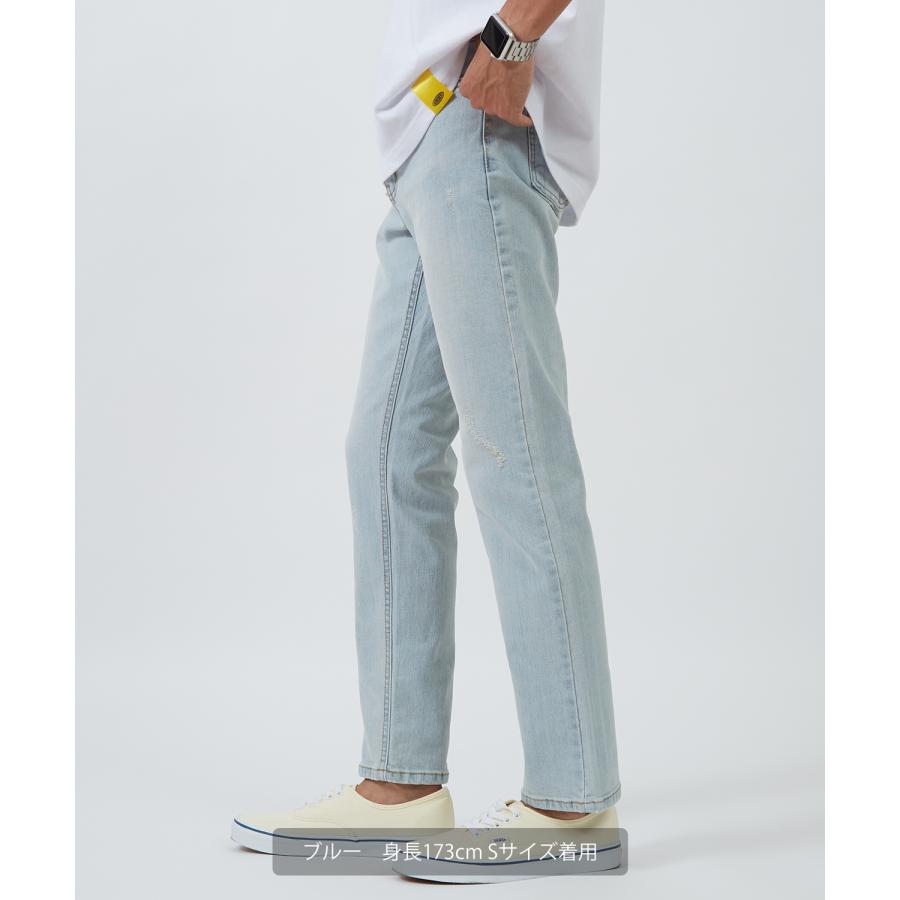 デニムパンツ メンズ シンプル スリム イージー Tシャツ ストレッチ  スキニーパンツ アメカジ カジュアル スケーター ストリート 韓国  ノームコア | improves | 08
