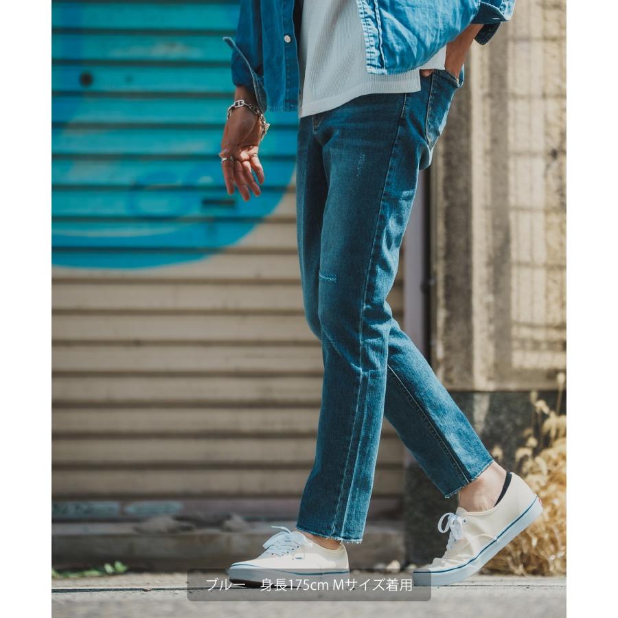 デニムパンツ メンズ シンプル スリム イージー Tシャツ ストレッチ  スキニーパンツ アメカジ カジュアル スケーター ストリート 韓国  ノームコア | improves | 04