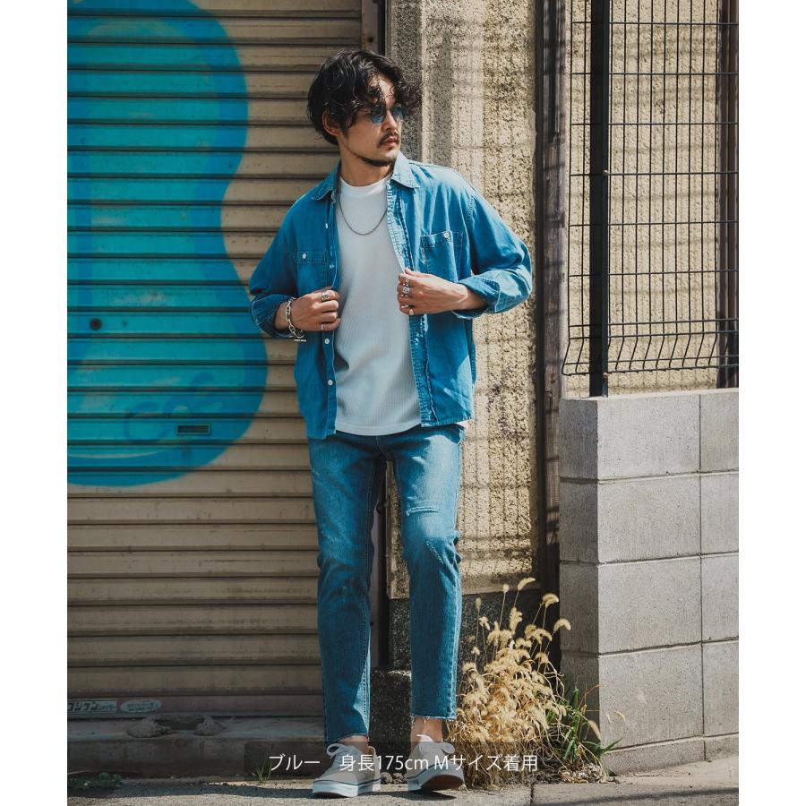 デニムパンツ メンズ シンプル スリム イージー Tシャツ ストレッチ  スキニーパンツ アメカジ カジュアル スケーター ストリート 韓国  ノームコア | improves | 06