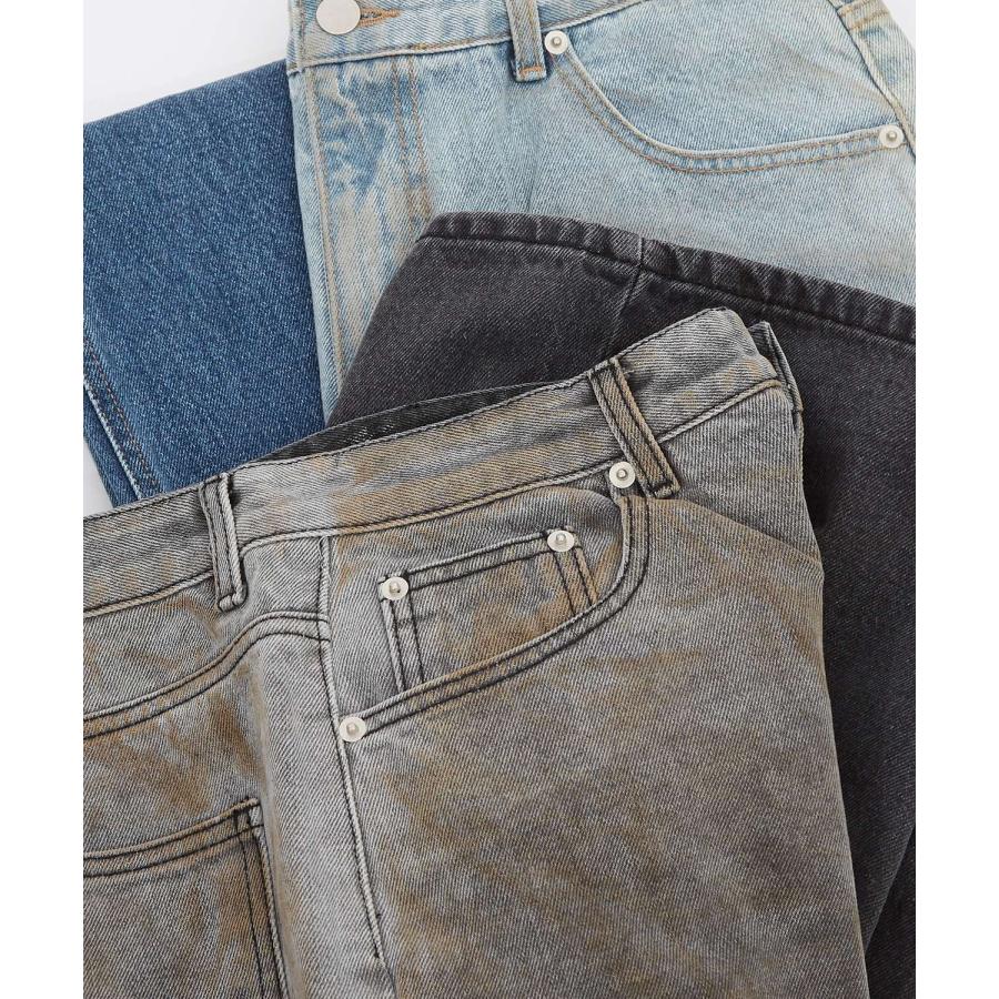 デニムパンツ メンズ ワイドパンツ ジーンズ Tシャツ ウォッシュ ダメージ グラデーション アメカジ カジュアル スケーター ストリート 韓国 | improves | 13