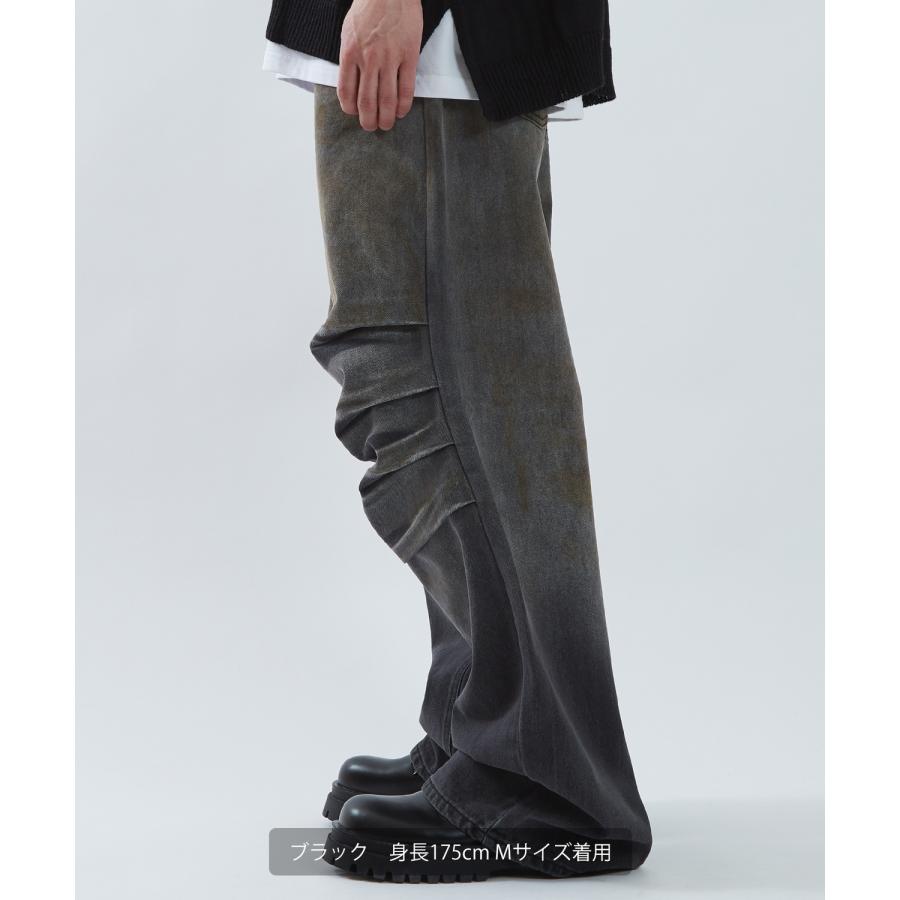 デニムパンツ メンズ ワイドパンツ ジーンズ Tシャツ ウォッシュ ダメージ グラデーション アメカジ カジュアル スケーター ストリート 韓国 | improves | 05