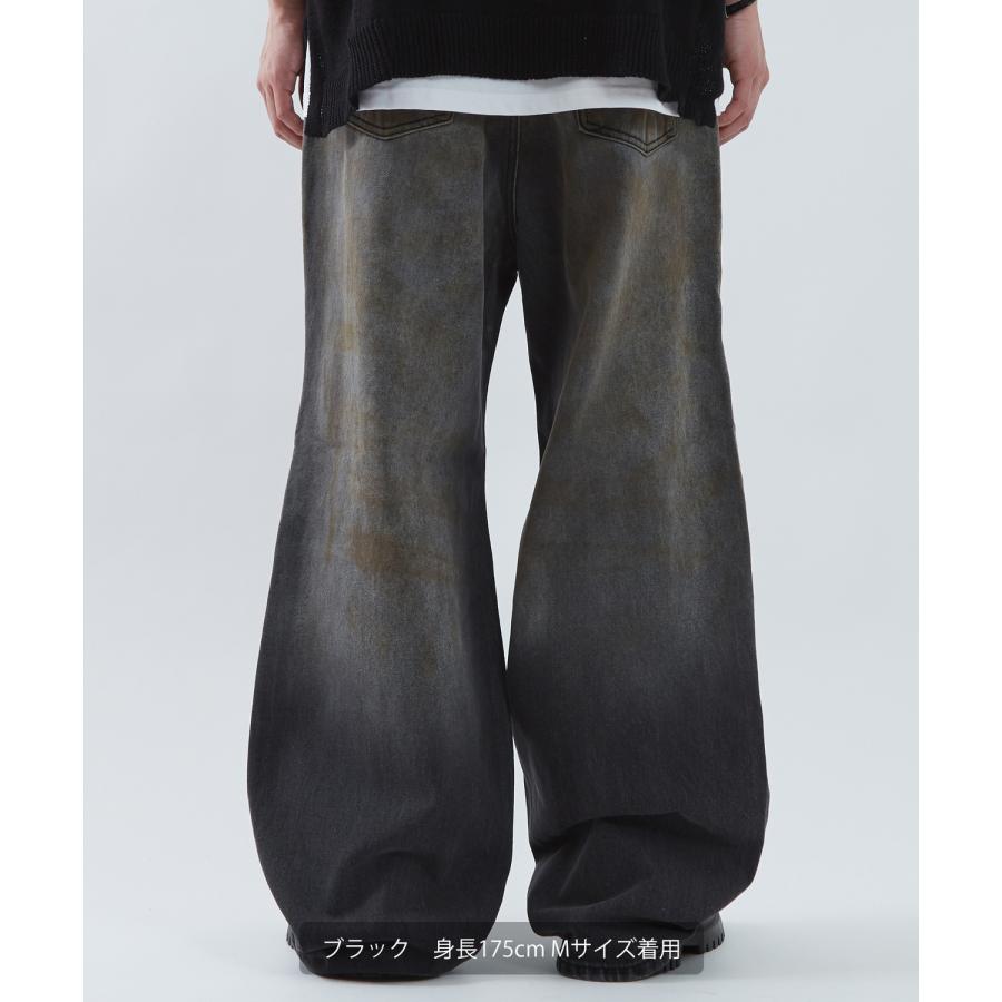 デニムパンツ メンズ ワイドパンツ ジーンズ Tシャツ ウォッシュ ダメージ グラデーション アメカジ カジュアル スケーター ストリート 韓国 | improves | 06