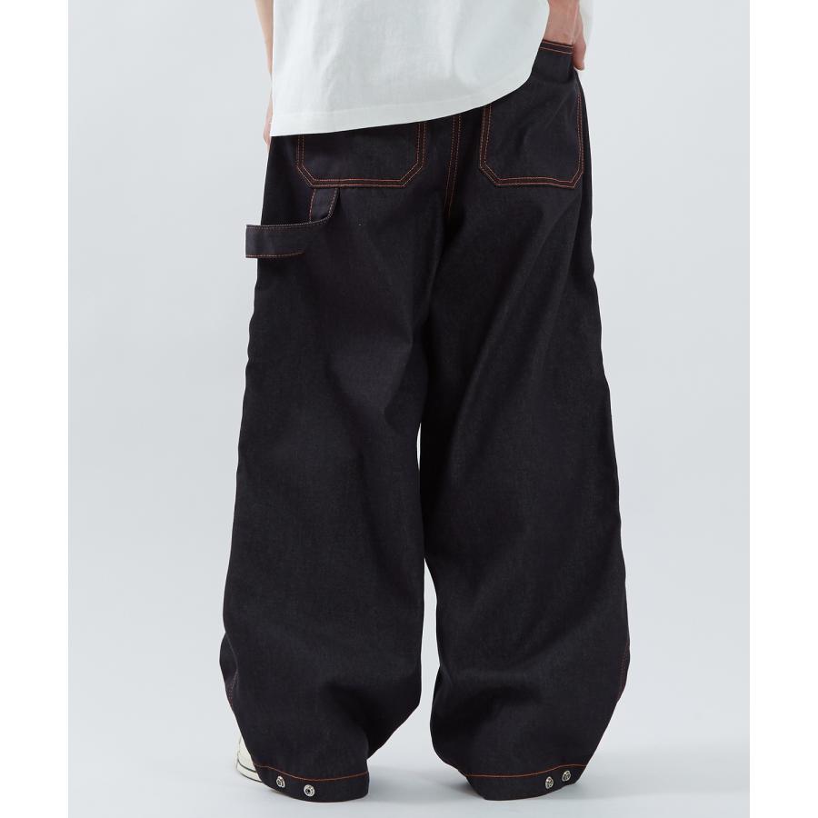 デニムパンツ メンズ ステッチ ルーズフィット Tシャツ アメカジ カジュアル スケーター ストリート 韓国 ノームコア | improves | 04