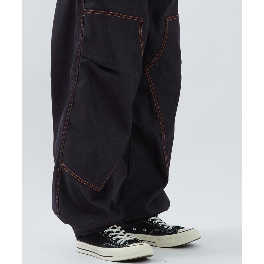 デニムパンツ メンズ ステッチ ルーズフィット Tシャツ アメカジ カジュアル スケーター ストリート 韓国 ノームコア | improves | 07