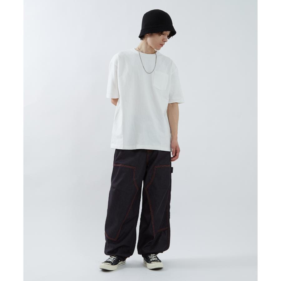 デニムパンツ メンズ ステッチ ルーズフィット Tシャツ アメカジ カジュアル スケーター ストリート 韓国 ノームコア | improves | 08
