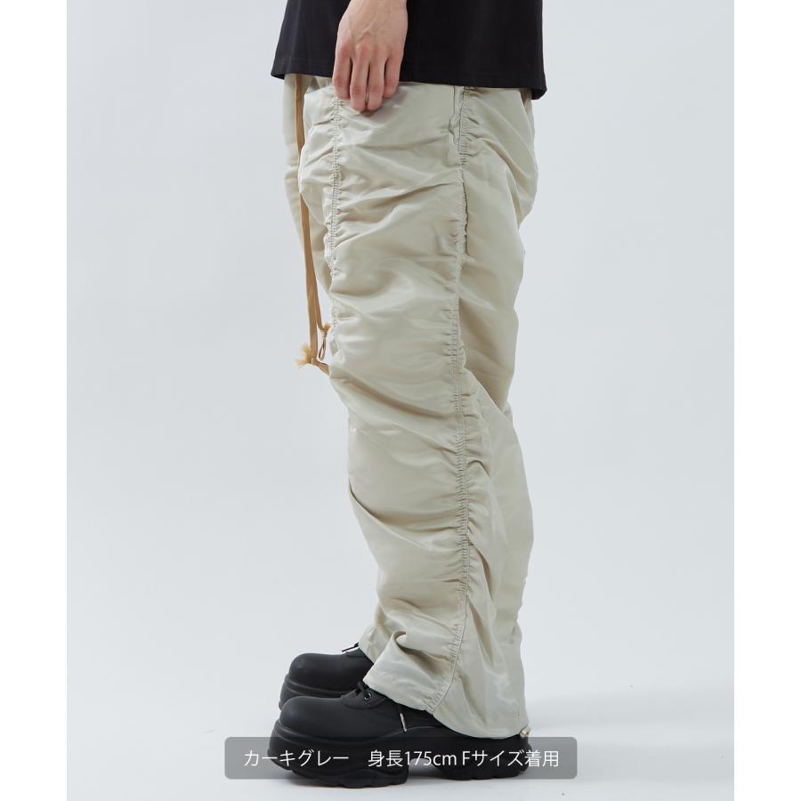 ナイロンパンツ メンズ レディース ギャザー Tシャツ アメカジ カジュアル スケーター ストリート 韓国ファッション ノームコア ブラック カーキグレー | improves | 12