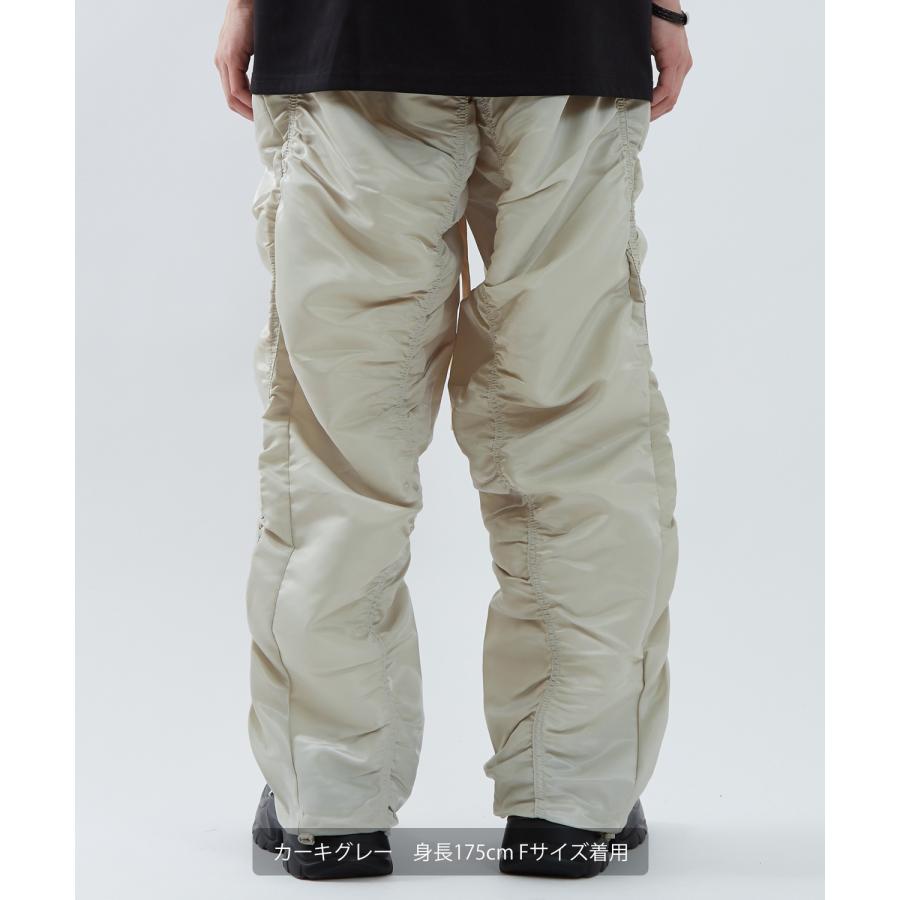 ナイロンパンツ メンズ レディース ギャザー Tシャツ アメカジ カジュアル スケーター ストリート 韓国ファッション ノームコア ブラック カーキグレー | improves | 13