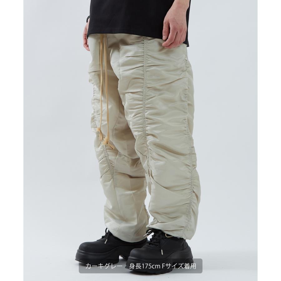 ナイロンパンツ メンズ レディース ギャザー Tシャツ アメカジ カジュアル スケーター ストリート 韓国ファッション ノームコア ブラック カーキグレー | improves | 15