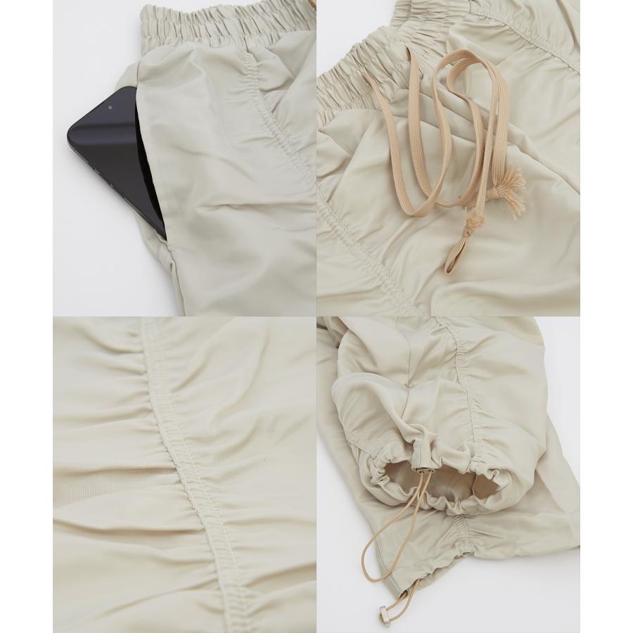 ナイロンパンツ メンズ レディース ギャザー Tシャツ アメカジ カジュアル スケーター ストリート 韓国ファッション ノームコア ブラック カーキグレー | improves | 20