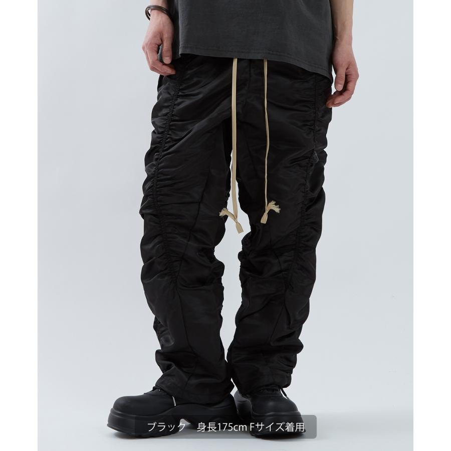 ナイロンパンツ メンズ レディース ギャザー Tシャツ アメカジ カジュアル スケーター ストリート 韓国ファッション ノームコア ブラック カーキグレー | improves | 05