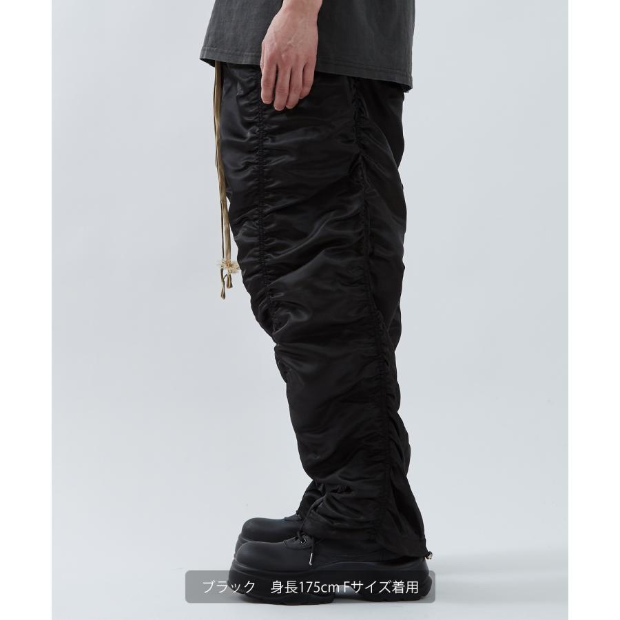 ナイロンパンツ メンズ レディース ギャザー Tシャツ アメカジ カジュアル スケーター ストリート 韓国ファッション ノームコア ブラック カーキグレー | improves | 06