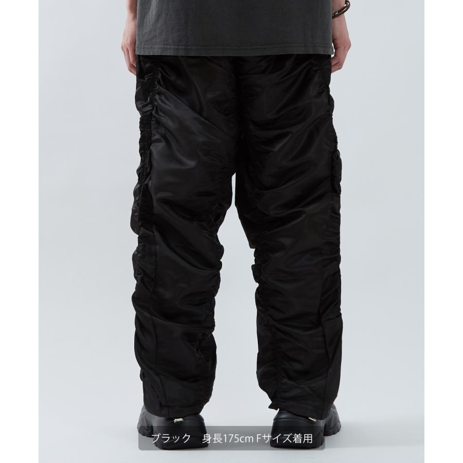 ナイロンパンツ メンズ レディース ギャザー Tシャツ アメカジ カジュアル スケーター ストリート 韓国ファッション ノームコア ブラック カーキグレー | improves | 07