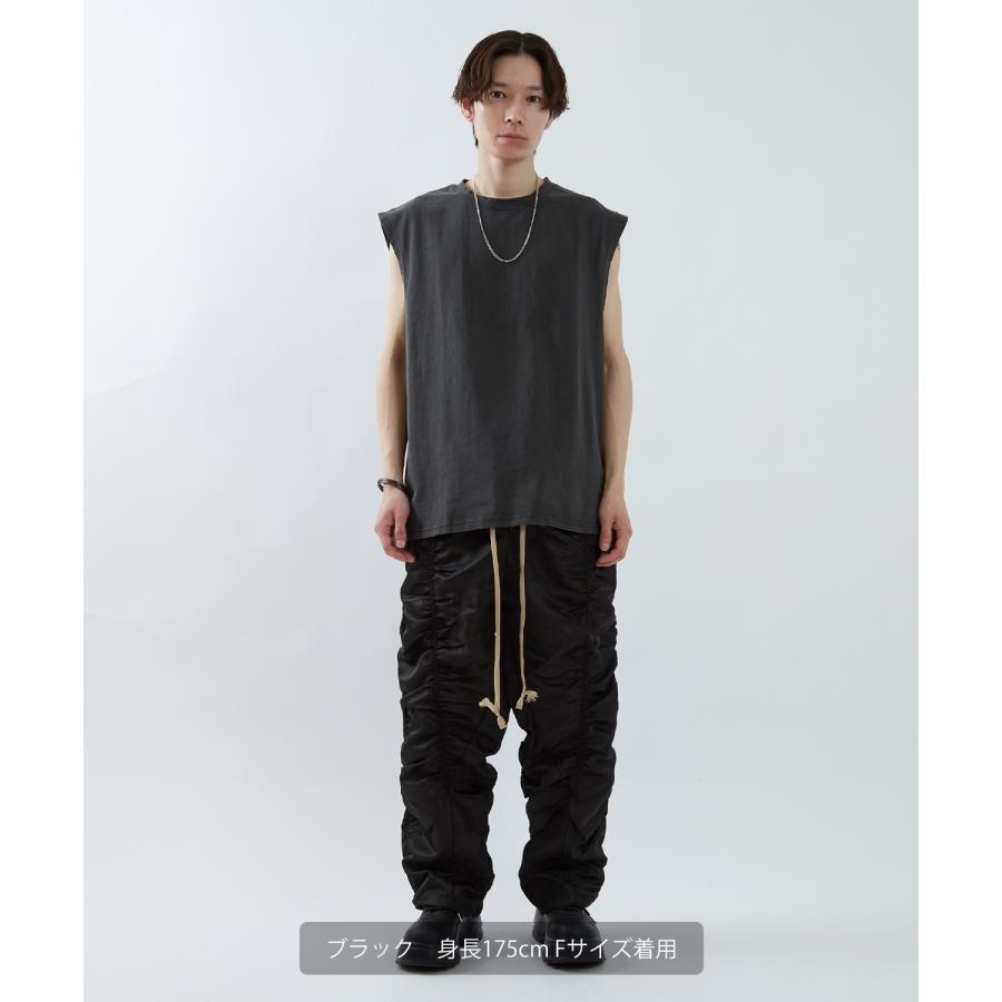 ナイロンパンツ メンズ レディース ギャザー Tシャツ アメカジ カジュアル スケーター ストリート 韓国ファッション ノームコア ブラック カーキグレー | improves | 09