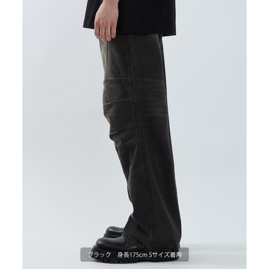 デニムパンツ メンズ ワイドジーンズ Tシャツ アメカジ カジュアル スケーター ストリート 韓国 ノームコア | improves | 04