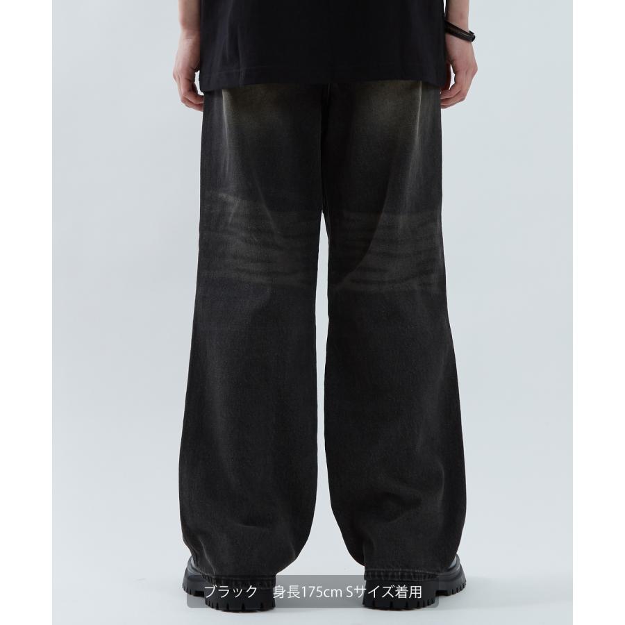 デニムパンツ メンズ ワイドジーンズ Tシャツ アメカジ カジュアル スケーター ストリート 韓国 ノームコア | improves | 05