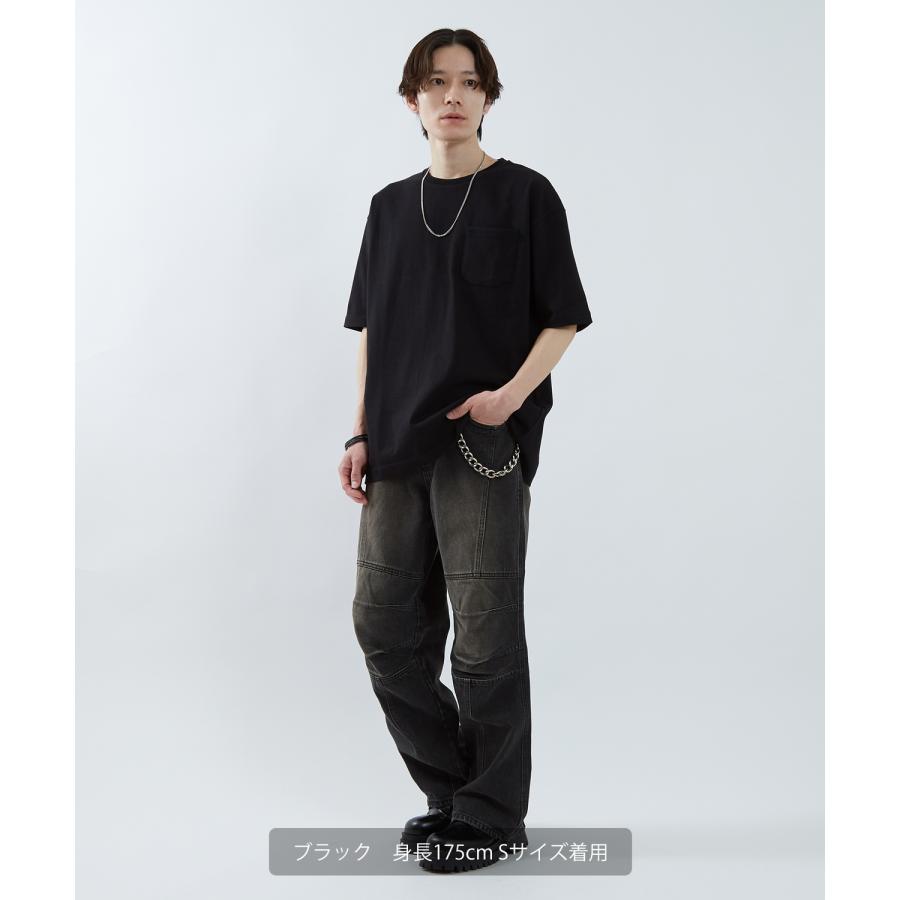 デニムパンツ メンズ ワイドジーンズ Tシャツ アメカジ カジュアル スケーター ストリート 韓国 ノームコア | improves | 06