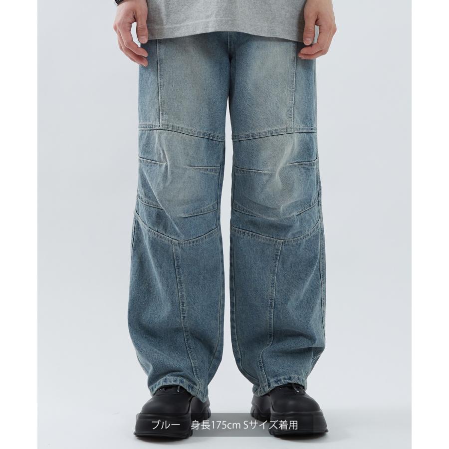 デニムパンツ メンズ ワイドジーンズ Tシャツ アメカジ カジュアル スケーター ストリート 韓国 ノームコア | improves | 08