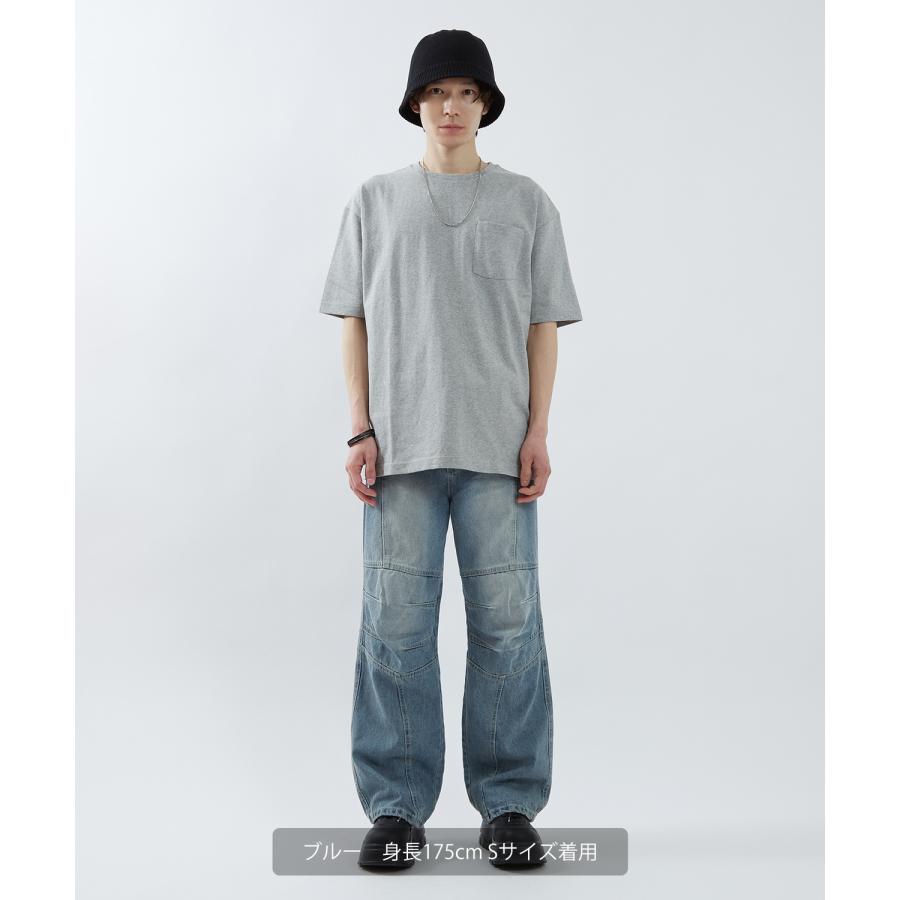デニムパンツ メンズ ワイドジーンズ Tシャツ アメカジ カジュアル スケーター ストリート 韓国 ノームコア | improves | 11