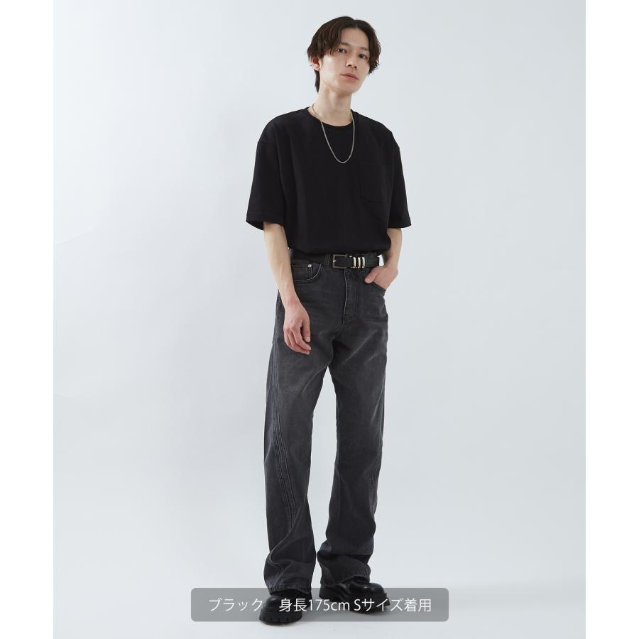 デニムパンツ メンズ ワイドジーンズ フレアデニム Tシャツ アメカジ カジュアル スケーター ストリート 韓国 ノームコア | improves | 12