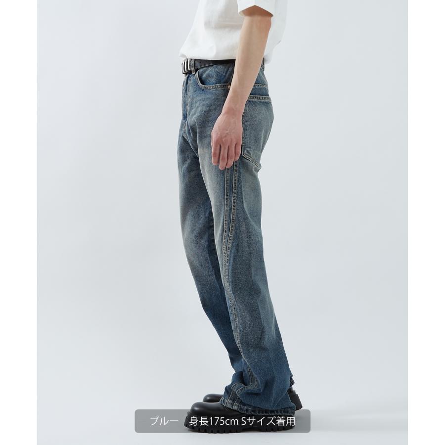 デニムパンツ メンズ ワイドジーンズ フレアデニム Tシャツ アメカジ カジュアル スケーター ストリート 韓国 ノームコア | improves | 04