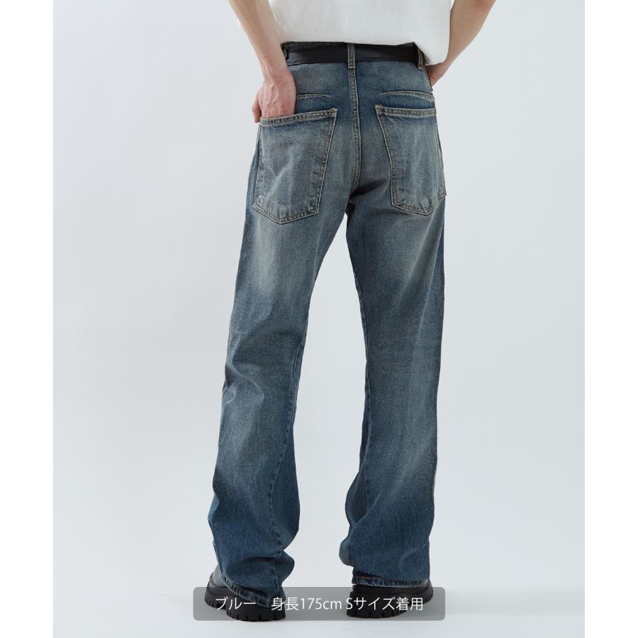 デニムパンツ メンズ ワイドジーンズ フレアデニム Tシャツ アメカジ カジュアル スケーター ストリート 韓国 ノームコア | improves | 05