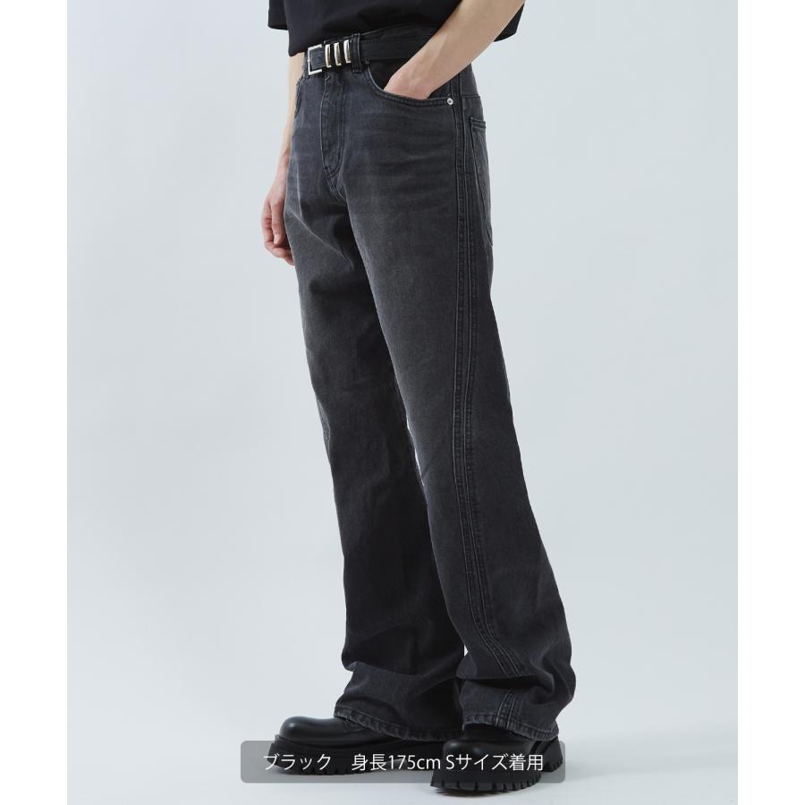 デニムパンツ メンズ ワイドジーンズ フレアデニム Tシャツ アメカジ カジュアル スケーター ストリート 韓国 ノームコア | improves | 07