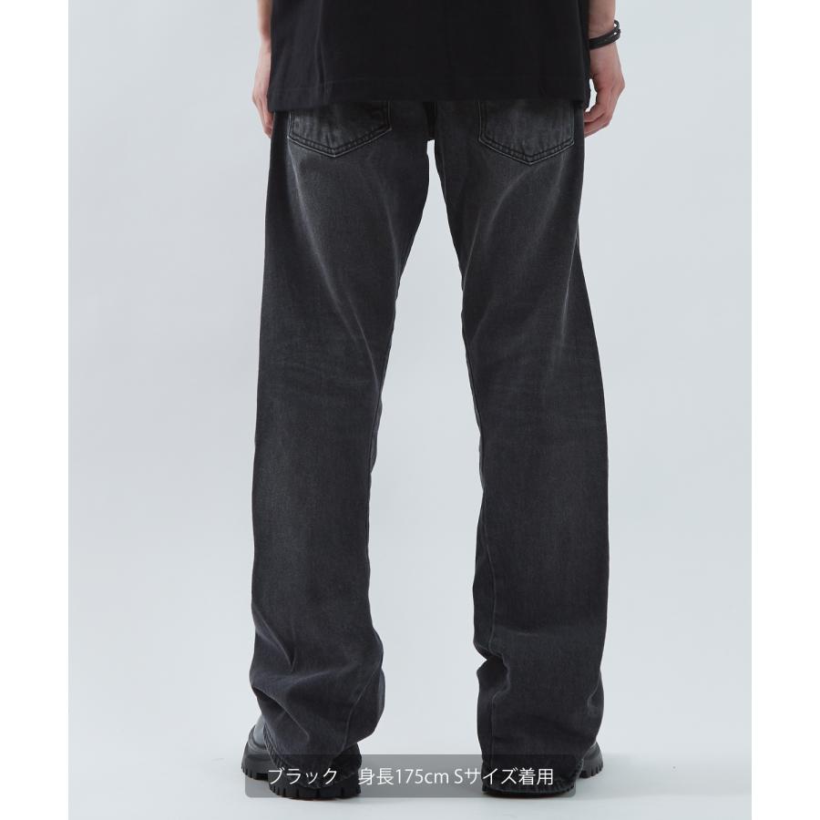 デニムパンツ メンズ ワイドジーンズ フレアデニム Tシャツ アメカジ カジュアル スケーター ストリート 韓国 ノームコア | improves | 10