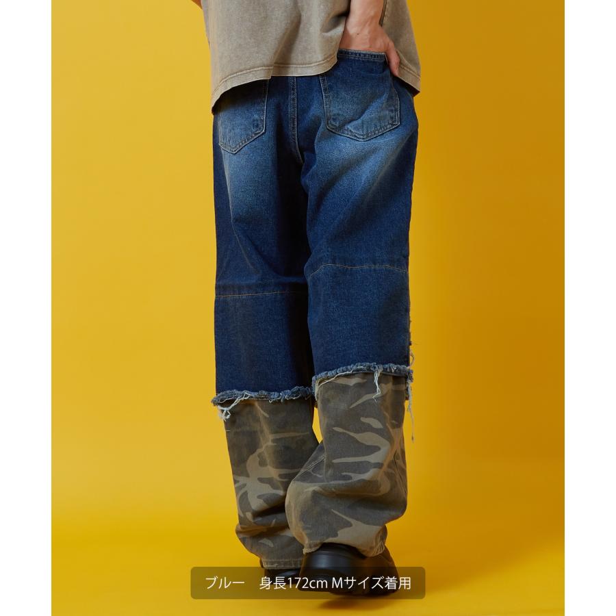 デニムパンツ メンズ レディース カモフラ ダブルニー Tシャツ アメカジ カジュアル スケーター ストリート 韓国ファッション ワークスタイル | improves | 12