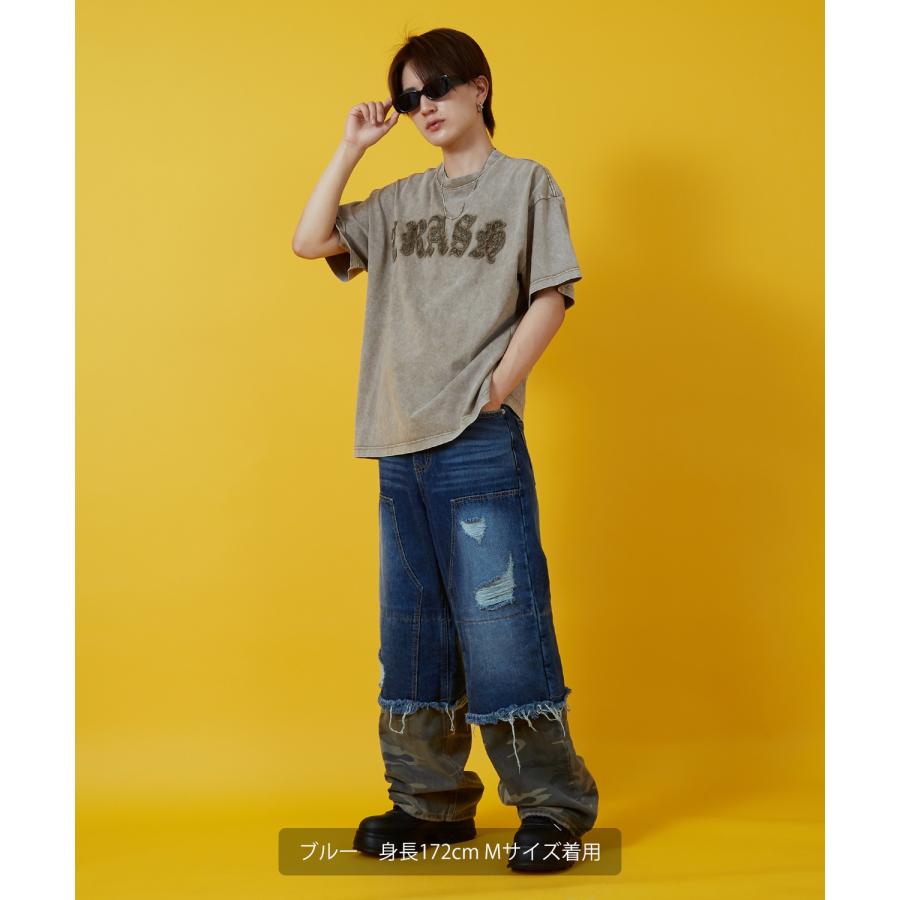 デニムパンツ メンズ レディース カモフラ ダブルニー Tシャツ アメカジ カジュアル スケーター ストリート 韓国ファッション ワークスタイル | improves | 13