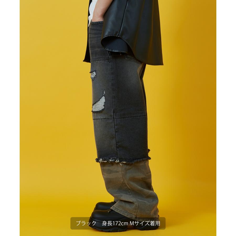 デニムパンツ メンズ レディース カモフラ ダブルニー Tシャツ アメカジ カジュアル スケーター ストリート 韓国ファッション ワークスタイル | improves | 06