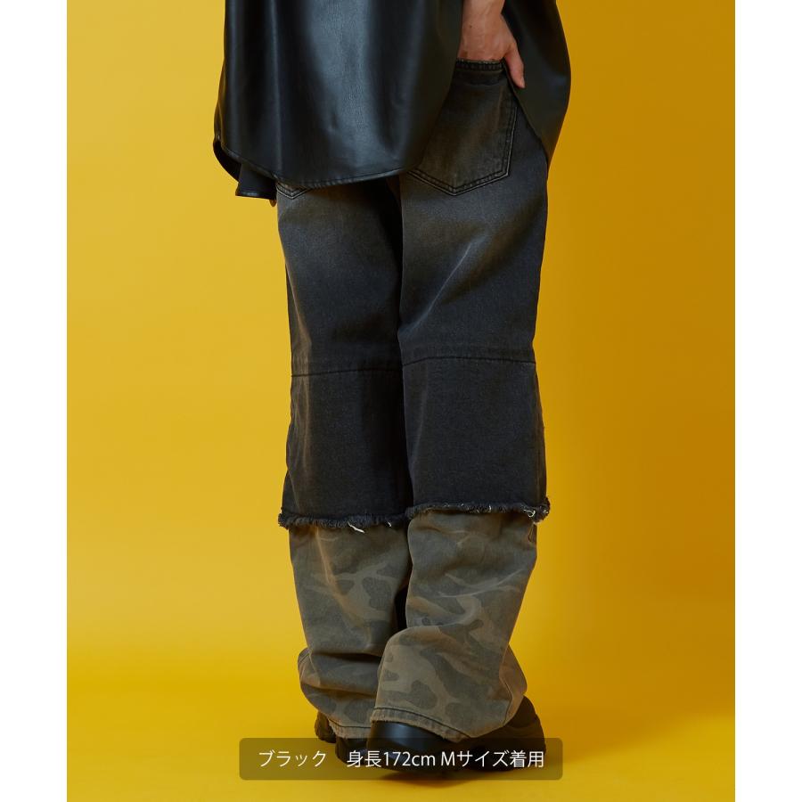 デニムパンツ メンズ レディース カモフラ ダブルニー Tシャツ アメカジ カジュアル スケーター ストリート 韓国ファッション ワークスタイル | improves | 07