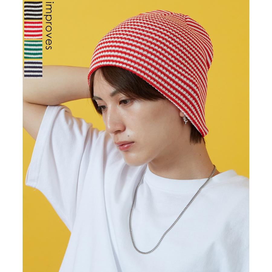 キャップ メンズ レディース ビーニー ニット ボーダー 帽子 ストリート スケーター アメカジ 古着MIX 韓国ファッション | improves