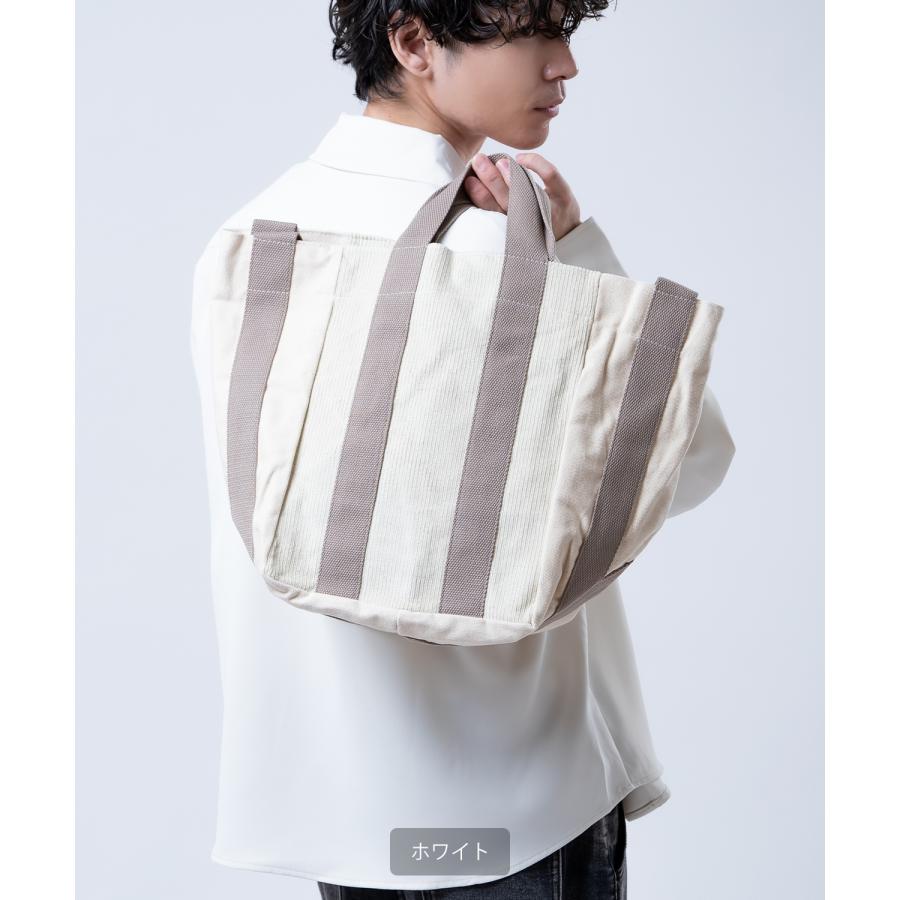 トートバッグ メンズ レディース コーデュロイ キャンバス 切り替え トート 大きめ A4 B4 大容量 通学 通勤 旅行 肩掛け バッグ 刺しゅう ロゴ 配色 バイカラー | improves | 07