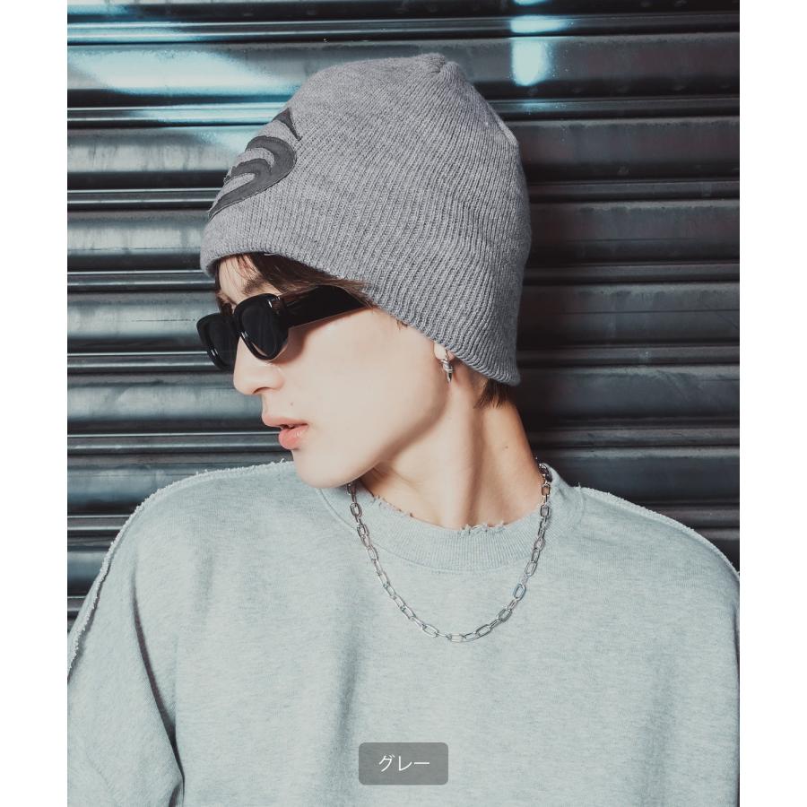 ニット帽 メンズ レディース S字 刺しゅう ニットキャップ ルーズシルエット ロゴビーニー ワッチキャップ ストリート Y2K 韓国ファッション アメカジ | improves | 17
