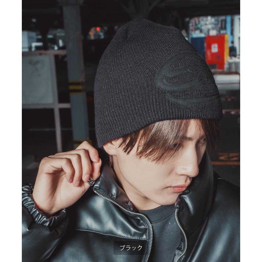 ニット帽 メンズ レディース S字 刺しゅう ニットキャップ ルーズシルエット ロゴビーニー ワッチキャップ ストリート Y2K 韓国ファッション アメカジ | improves | 09