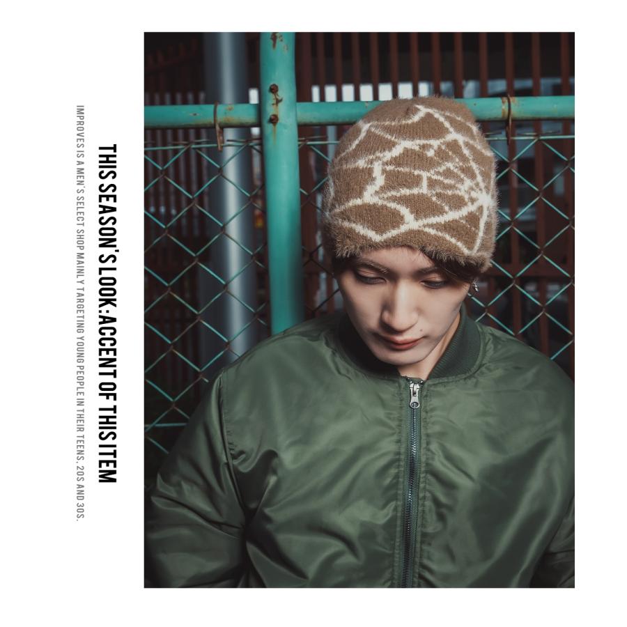 ファービーニー ニット帽 メンズ レディース ふわふわ もこもこ モヘアタッチ シャギーニット ストリート Y2K 韓国ファッション 蝶 蜘蛛の巣 ユニセックス | improves | 24