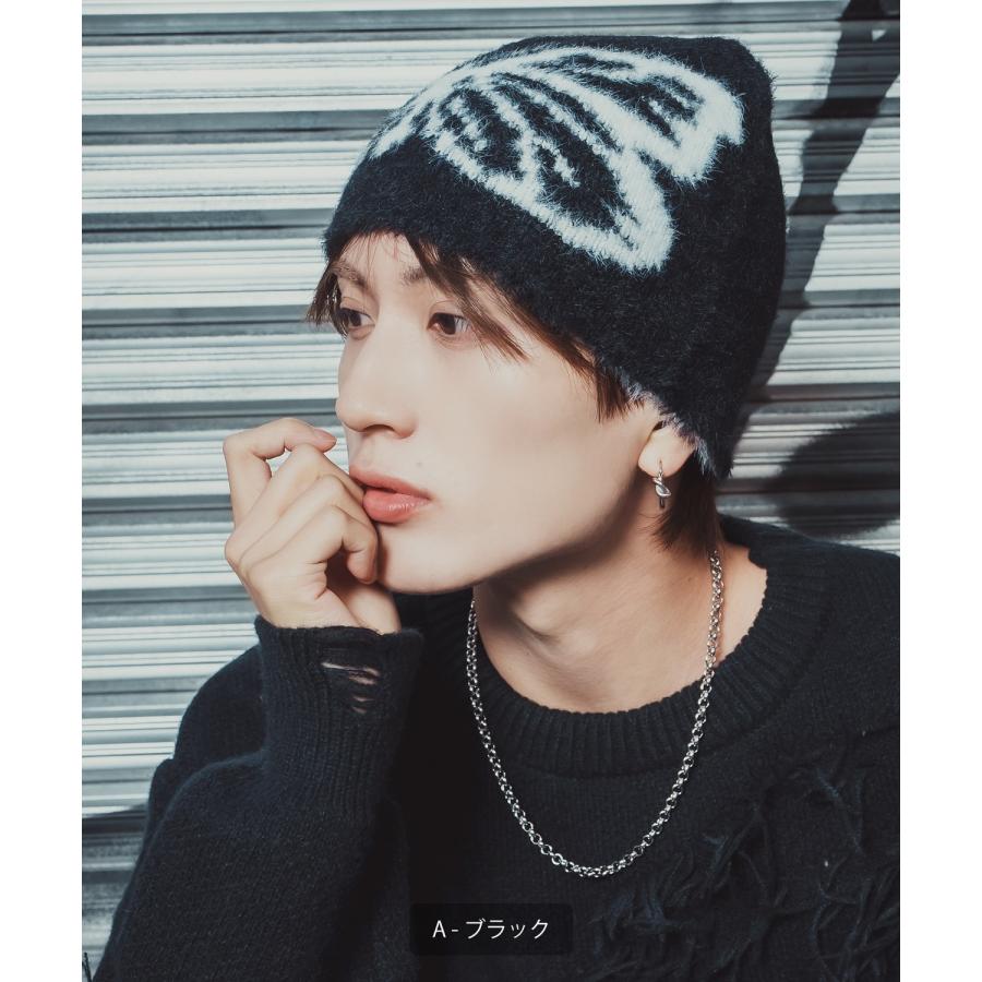 ファービーニー ニット帽 メンズ レディース ふわふわ もこもこ モヘアタッチ シャギーニット ストリート Y2K 韓国ファッション 蝶 蜘蛛の巣 ユニセックス | improves | 07